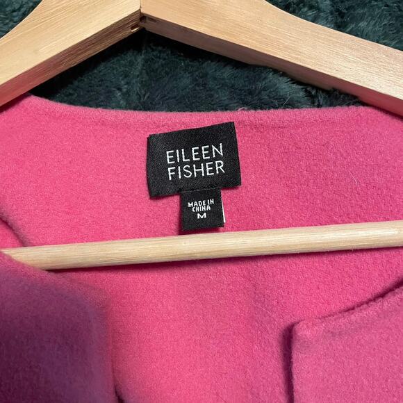Eileen Fisher Wool & Cashmere Pink Thick Open Blazer Cardigan Women's Medium EUC - Picture 8 of 15